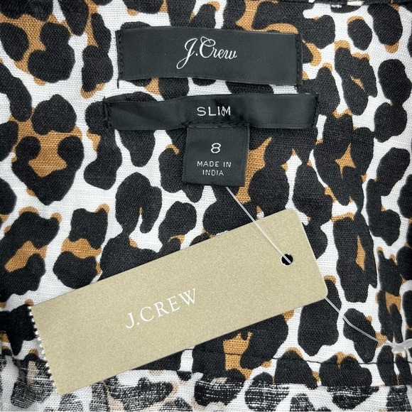 NWT J. Crew Linen Blend Leopard Print Slim-Fit Buttoned Shirt Blouse Top - Picture 8 of 13